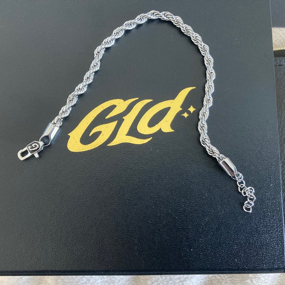 Shop GLD white gold rope bracelet 4mm